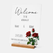 Rode rozen acryl bruiloft teken bord (Hoek)