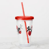 Rode Rozen Acryl Tumbler Glas met Deksel/Stro (Links)
