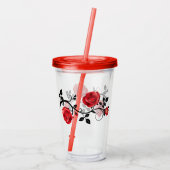 Rode Rozen Acryl Tumbler Glas met Deksel/Stro (Achterkant)