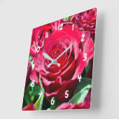 Rode rozen acrylwandklok vierkante klok (Hoek)