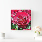Rode rozen acrylwandklok vierkante klok (Huis)