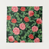 Rode Rozen Antiek Zwart Patroon Wandkleed (Voorkant (horizontaal))
