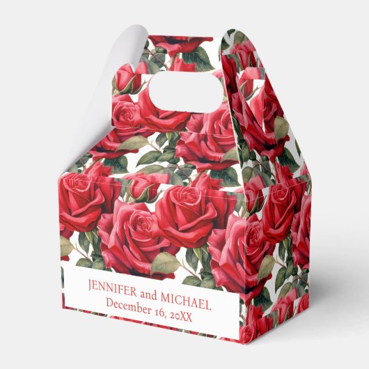 Rode Rozen Aquarel Favor Dozen Bedankdoosjes (Voorkant Zijde)