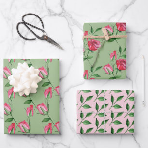 Rode Rozen Aquarel Handgeschilderd Inpakpapier Vel