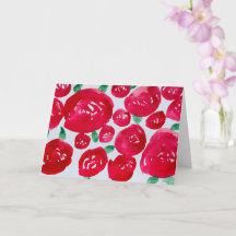 Rode Rozen Aquarel Vouw Notitiekaart