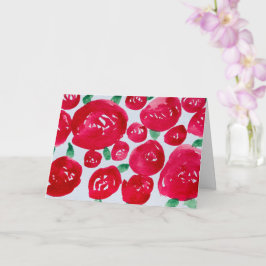 Rode Rozen Aquarel Vouw Notitiekaart