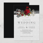  rode rozen babyribbons bruiloft aankondiging (Voorkant / Achterkant)