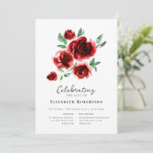 Rode rozen begrafenis kaart (Staand voorkant)