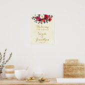 Rode rozen bessen winter bruiloft welkom bord poster (Keuken)