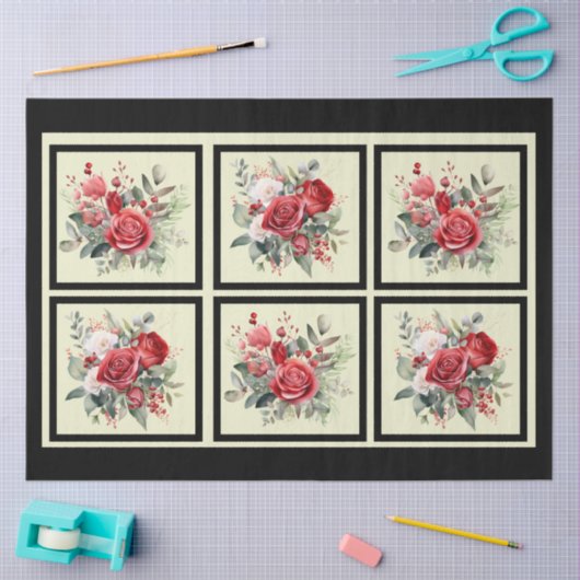 Rode rozen betegelde decoupage tissuepapier (Craft)