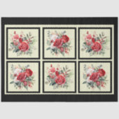 Rode rozen betegelde decoupage tissuepapier (Voorkant)