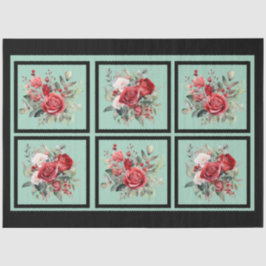 Rode rozen betegelde decoupage tissuepapier