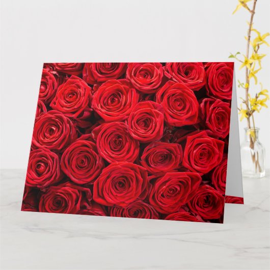 Rode rozen Birthday Kaart (Gele Bloem)