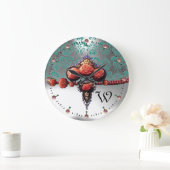 RODE ROZEN, BLAUWE WITTE DAMASKMONOGRAM GROTE KLOK (Huis)