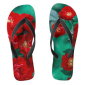 Rode rozen Bleke groene bladeren Teenslippers (Voetbed)