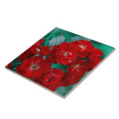 Rode rozen Bleke groene bladeren Tegeltje (Zijkant)