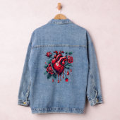 Rode Rozen Bloedend Hart hartzeer goh Kunst Denim Jacket (Hangar)