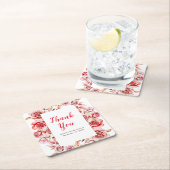 Rode Rozen Bloem Bruidsfeest Kartonnen Onderzetters (Insitu)