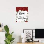 rode rozen bloem bruiloft borrel welkom bord poster (Thuiskantoor)