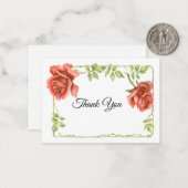 Rode Rozen Bloem Dank u kaarten Notitiekaartje (Voorkant / Achterkant in situ)