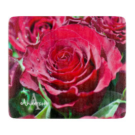 Rode rozen bloem Glas hakbord Snijplank
