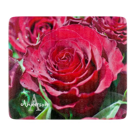 Rode rozen bloem Glas hakbord Snijplank (Voorkant)