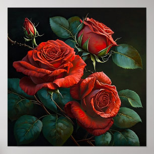 Rode Rozen Bloem Kunstprint Poster