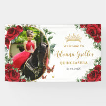 Rode Rozen Bloem Vlinders Quinceanera Foto 15