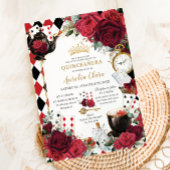Rode Rozen Bloemen Alice in Wonderland Quinceañera Kaart