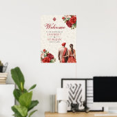 Rode Rozen Bloemen Anand Karaj Bruiloft Welkomstbo Poster (Thuiskantoor)