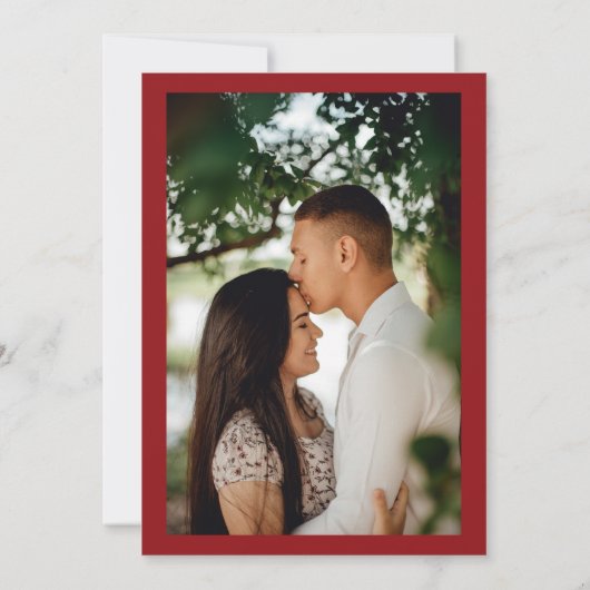 Rode Rozen  Bloemen Botanische Foto Bruiloft Kaart (Achterkant)