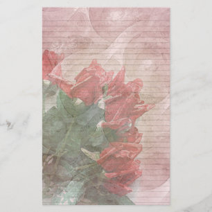 Rode Rozen Bloemen briefpapier-optionele lijnen Briefpapier