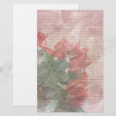 Rode Rozen Bloemen briefpapier-optionele lijnen Briefpapier (Voorkant / Achterkant)