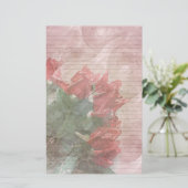 Rode Rozen Bloemen briefpapier-optionele lijnen Briefpapier (Staand voorkant)