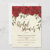Rode Rozen Bloemen Bruids Douche Uitnodiging (Voorkant)