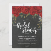 Rode Rozen Bloemen Bruids Douche Uitnodiging Krijt (Voorkant)