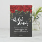Rode Rozen Bloemen Bruids Douche Uitnodiging Krijt (Staand voorkant)