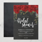 Rode Rozen Bloemen Bruids Douche Uitnodiging Krijt (Voorkant / Achterkant)