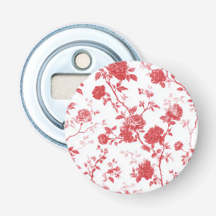 Rode Rozen Bloemen Button Flesopener