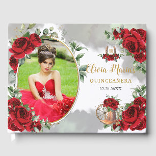 Rode Rozen Bloemen Charro Boots Quinceanera Foto Gastenboek