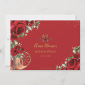 Rode Rozen Bloemen Charro Boots Quinceañera Foto Kaart (Achterkant)