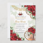 Rode Rozen Bloemen Charro Boots Sweet 16 Quinceañe Kaart (Voorkant)
