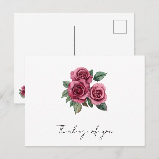 Rode rozen Bloemen Denken aan jou Briefkaart (Voorkant / Achterkant)