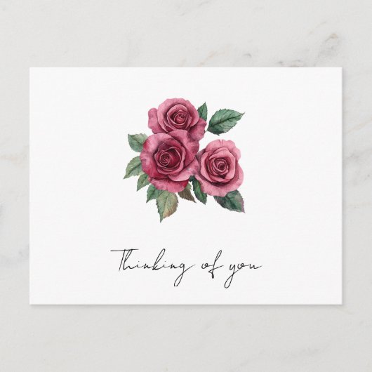 Rode rozen Bloemen Denken aan jou Briefkaart (Voorkant)