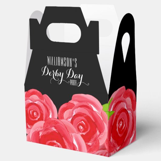 Rode Rozen Bloemen Derby Gable Stijl Bedankdoosjes (Geopend)