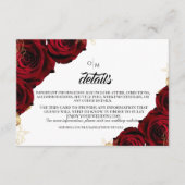 Rode Rozen Bloemen Details Huwelijk Informatiekaartje (Voorkant)