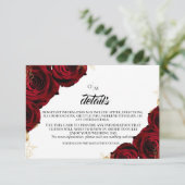 Rode Rozen Bloemen Details Huwelijk Informatiekaartje (Staand voorkant)