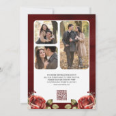 Rode Rozen Bloemen Foto QR Code Trouwen Save The Date (Achterkant)
