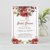 Rode Rozen Bloemen Foto QR Code Vrijgezellenfeest Kaart (Staand voorkant)