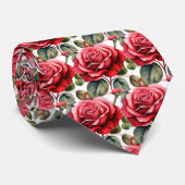 Rode Rozen Bloemen Halsebandje (Deel van Set) RED1 Stropdas (Opgerold)